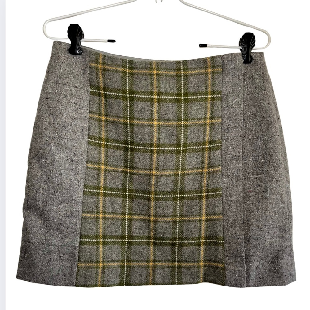 Banana Republic Gray and Green Plaid Mini Skirt